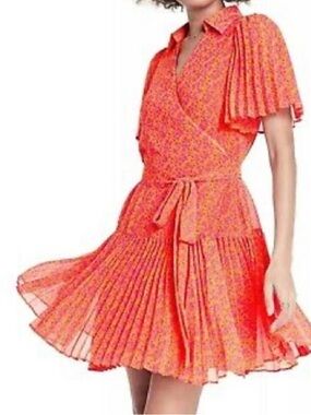 Alexie for Target Coral Pleated Wrap Mini Dress